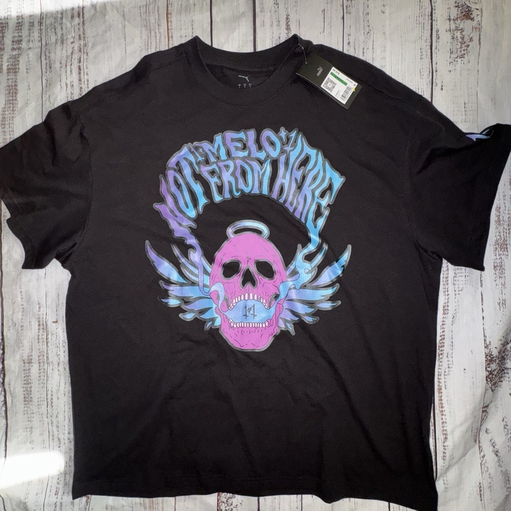 Puma Melo Reflections Skull Not From Here Black T-Shirt Men's Size Large